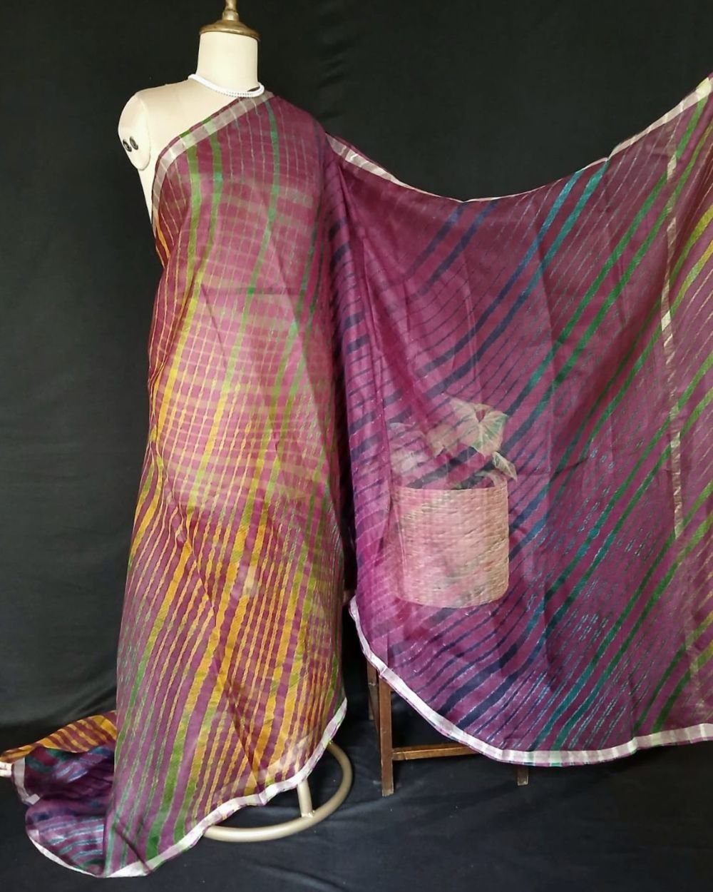 Hand tie-dye Leheriya on Kota Silk (HTKS0061) - Image 6