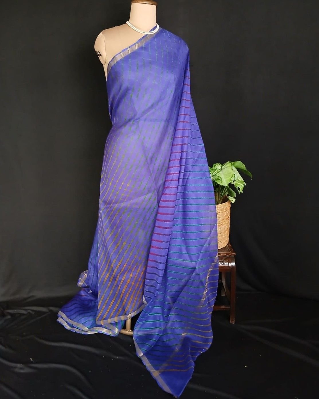 Hand tie-dye Leheriya on Kota Silk (HTKS0073) - Image 2