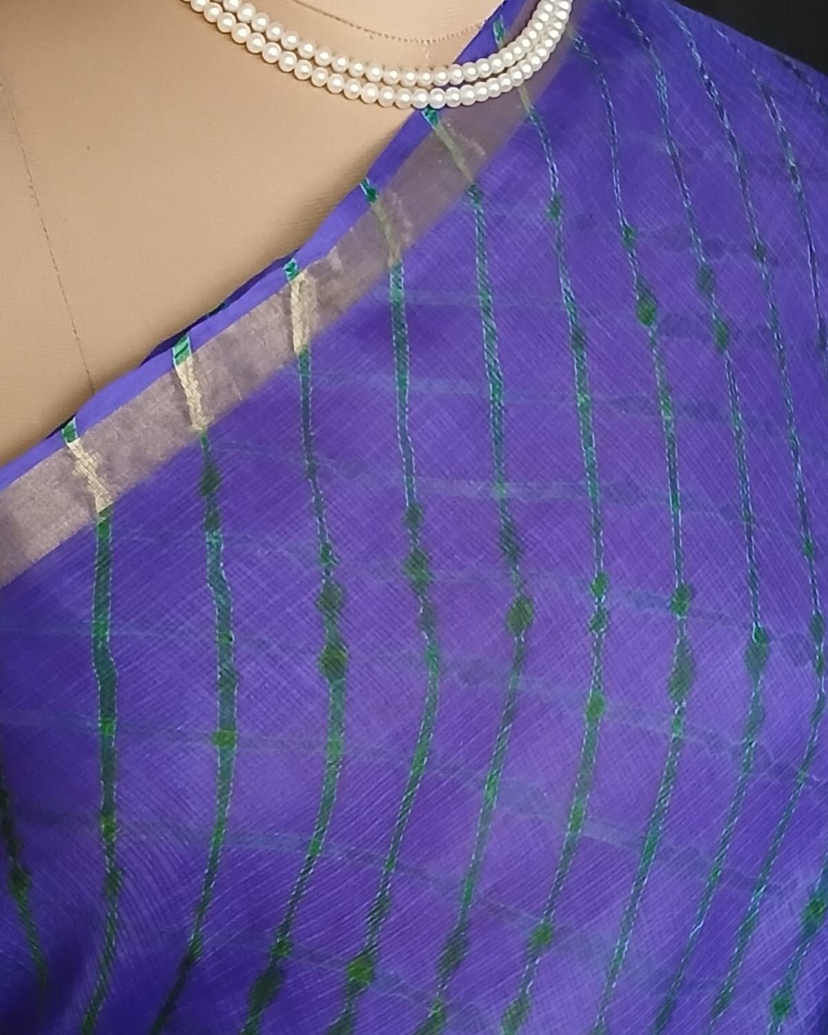 Hand tie-dye Leheriya on Kota Silk (HTKS0073) - Image 4