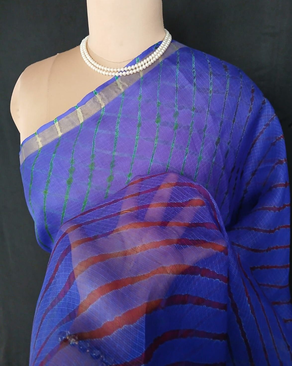 Hand tie-dye Leheriya on Kota Silk (HTKS0073) - Image 5