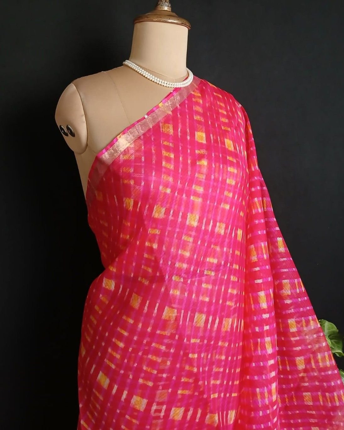 Hand tie-dye Leheriya on Kota Silk (HTKS0058) - Image 3