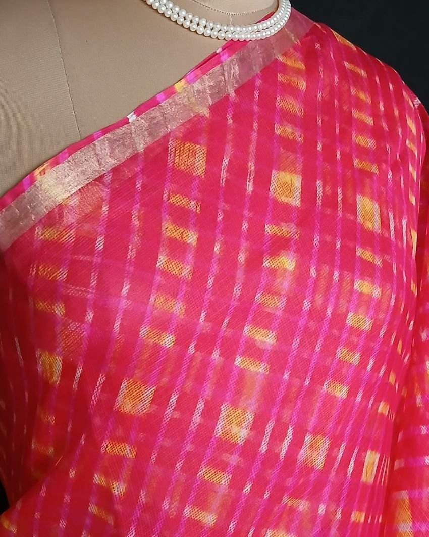 Hand tie-dye Leheriya on Kota Silk (HTKS0058) - Image 4