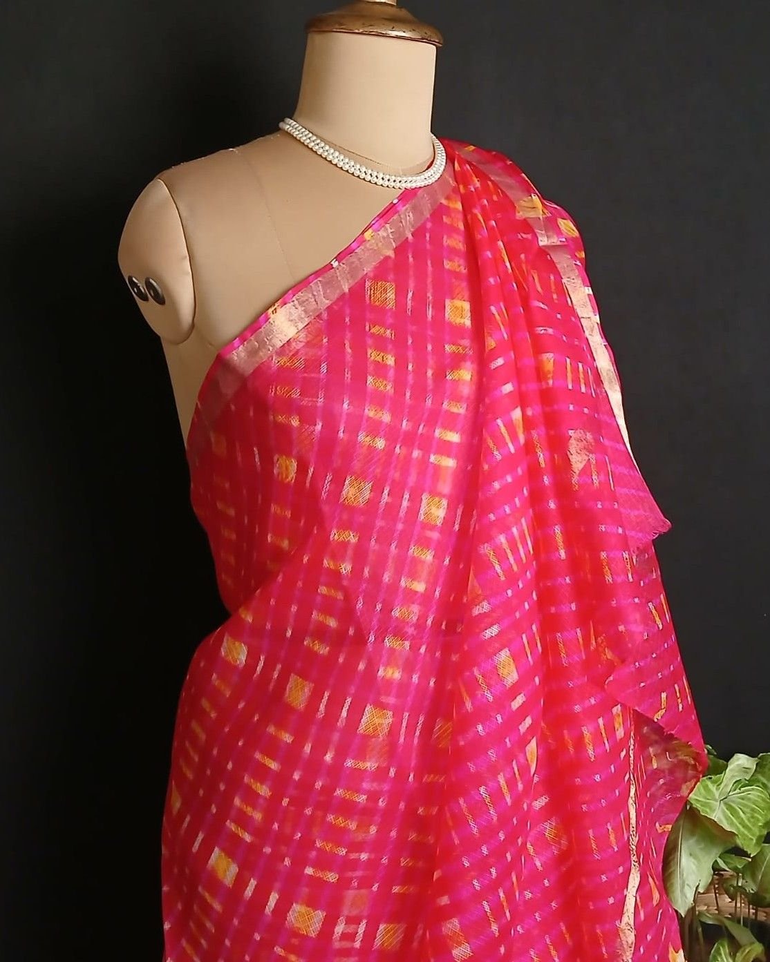 Hand tie-dye Leheriya on Kota Silk (HTKS0058)