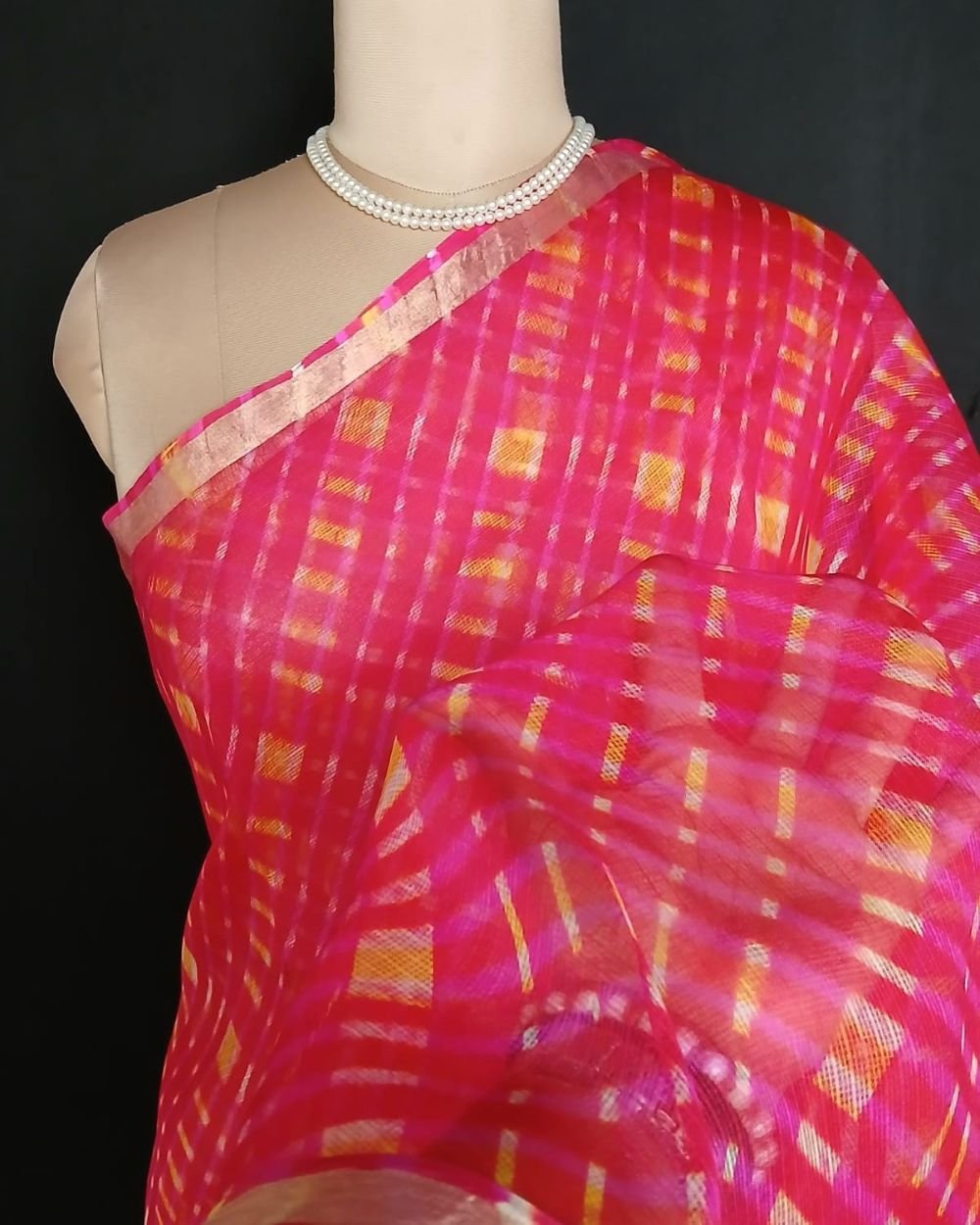 Hand tie-dye Leheriya on Kota Silk (HTKS0058) - Image 5