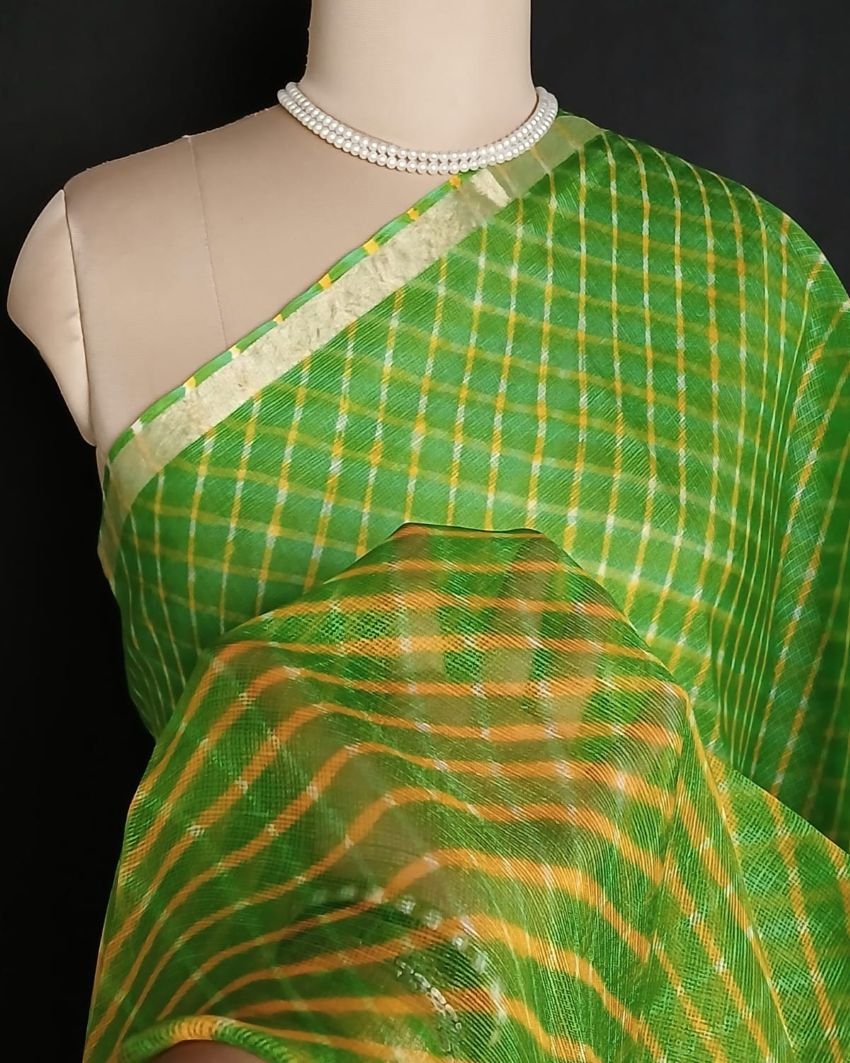 Hand tie-dye Leheriya on Kota Silk (HTKS0059) - Image 3