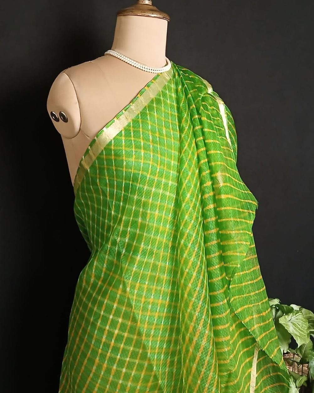 Hand tie-dye Leheriya on Kota Silk (HTKS0059)