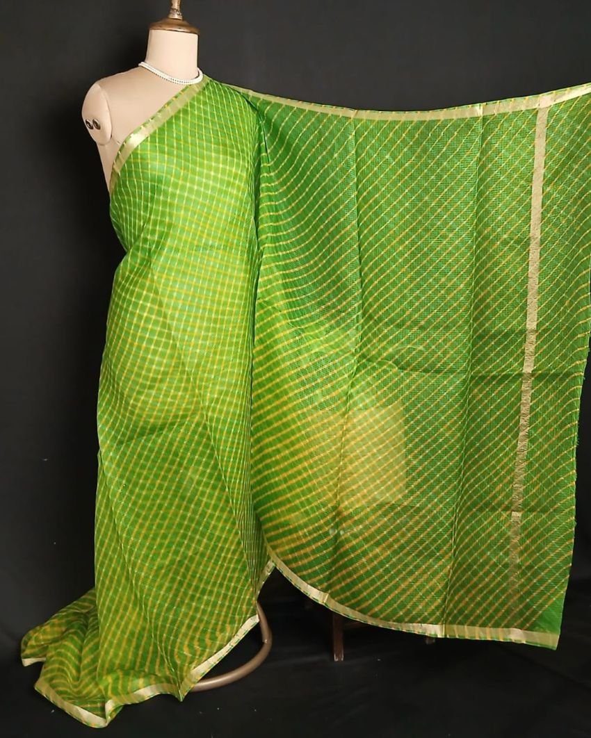 Hand tie-dye Leheriya on Kota Silk (HTKS0059) - Image 6