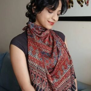 Ajrakh Natural Dyes Medium Square Scarf – (NDAS0016)