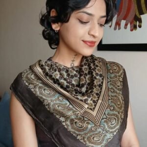 Ajrakh Natural Dyes Medium Square Scarf – (NDAS0008)