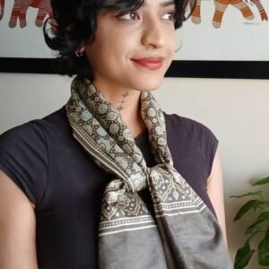 Large Rectangle Scarf in Ajrakh Natural Dyes - (LSAS0003)