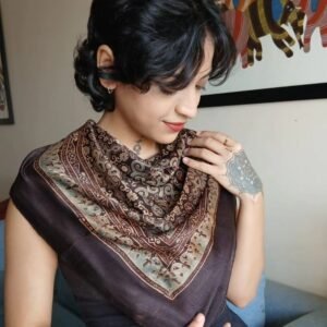 Ajrakh Natural Dyes Medium Square Scarf – (NDAS0011)