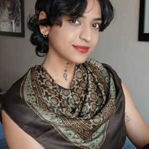 Ajrakh Natural Dyes Medium Square Scarf – (NDAS0015)