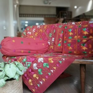 Phulkari Hand-embroidered Decorative Bedcover for single beds or divans – (PHDB0001)