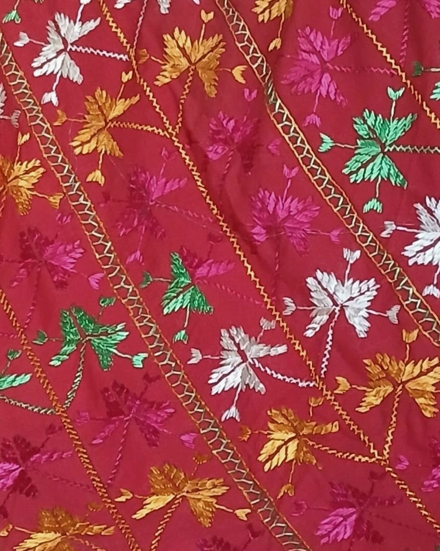 Phulkari Hand-embroidered Decorative Bedcover for single beds or divans – (PHDB0001) - Image 7