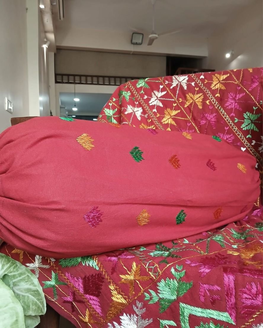Phulkari Hand-embroidered Decorative Bedcover for single beds or divans – (PHDB0001) - Image 3
