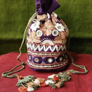 Paako Embroidered Potli Bag in Pure Cotton – (PEPB0001)