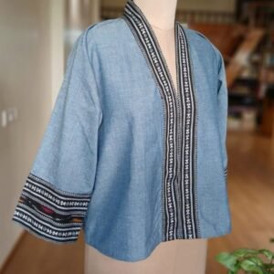 Natural Dyed Handspun and Handwoven Cotton Shrug - (NDCS0004)