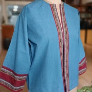 Natural Dyed Handspun and Handwoven Cotton Shrug - (NDCS0002)