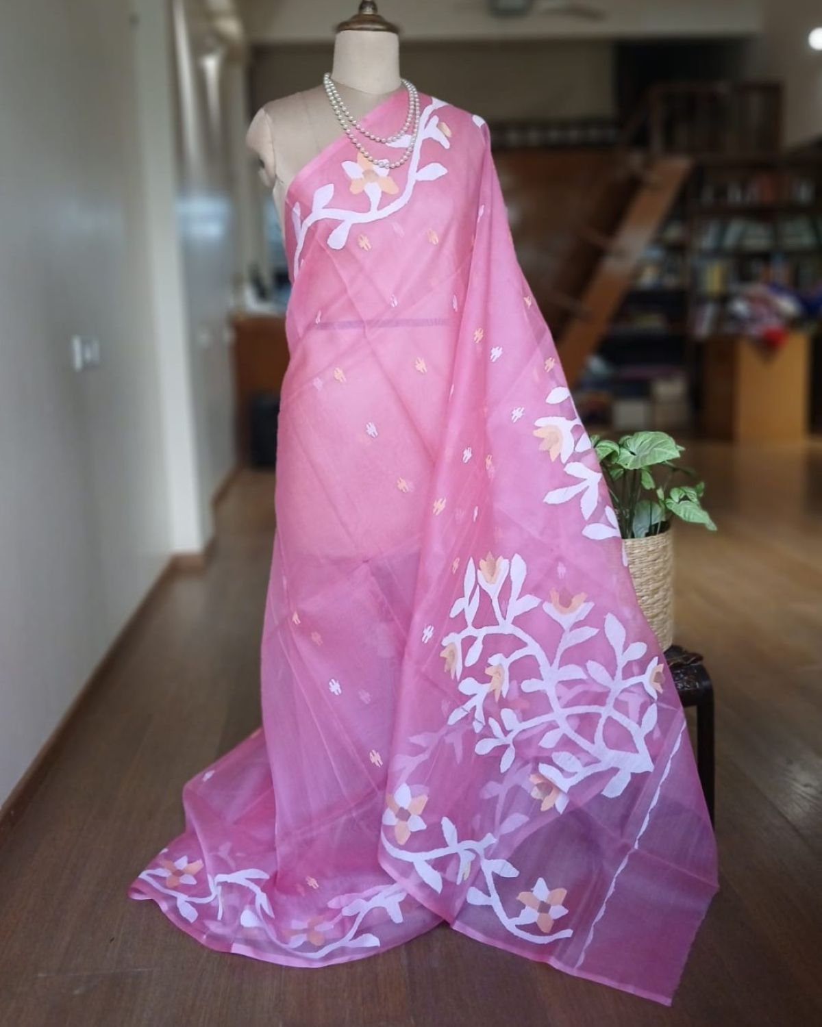 Handweave Jamdani Silk Saree – (SJMS1147)