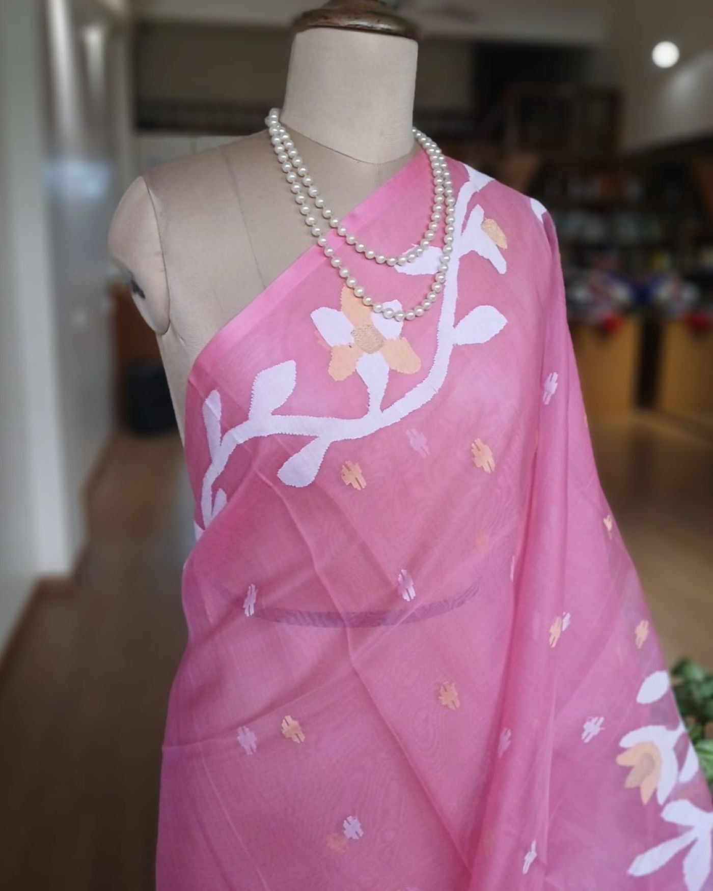 Handweave Jamdani Silk Saree – (SJMS1147) - Image 2