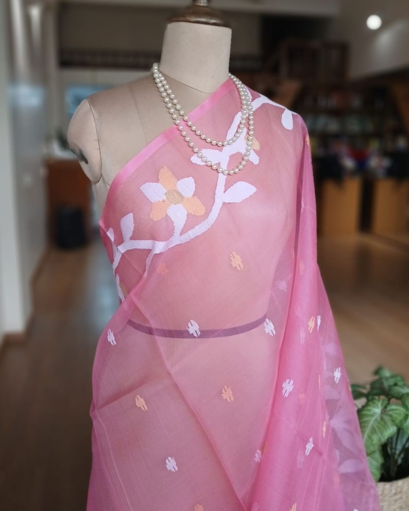 Handweave Jamdani Silk Saree – (SJMS1147) - Image 4