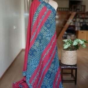 Ajrakh Applique Saree in Mul Cotton – (MCAS1043)