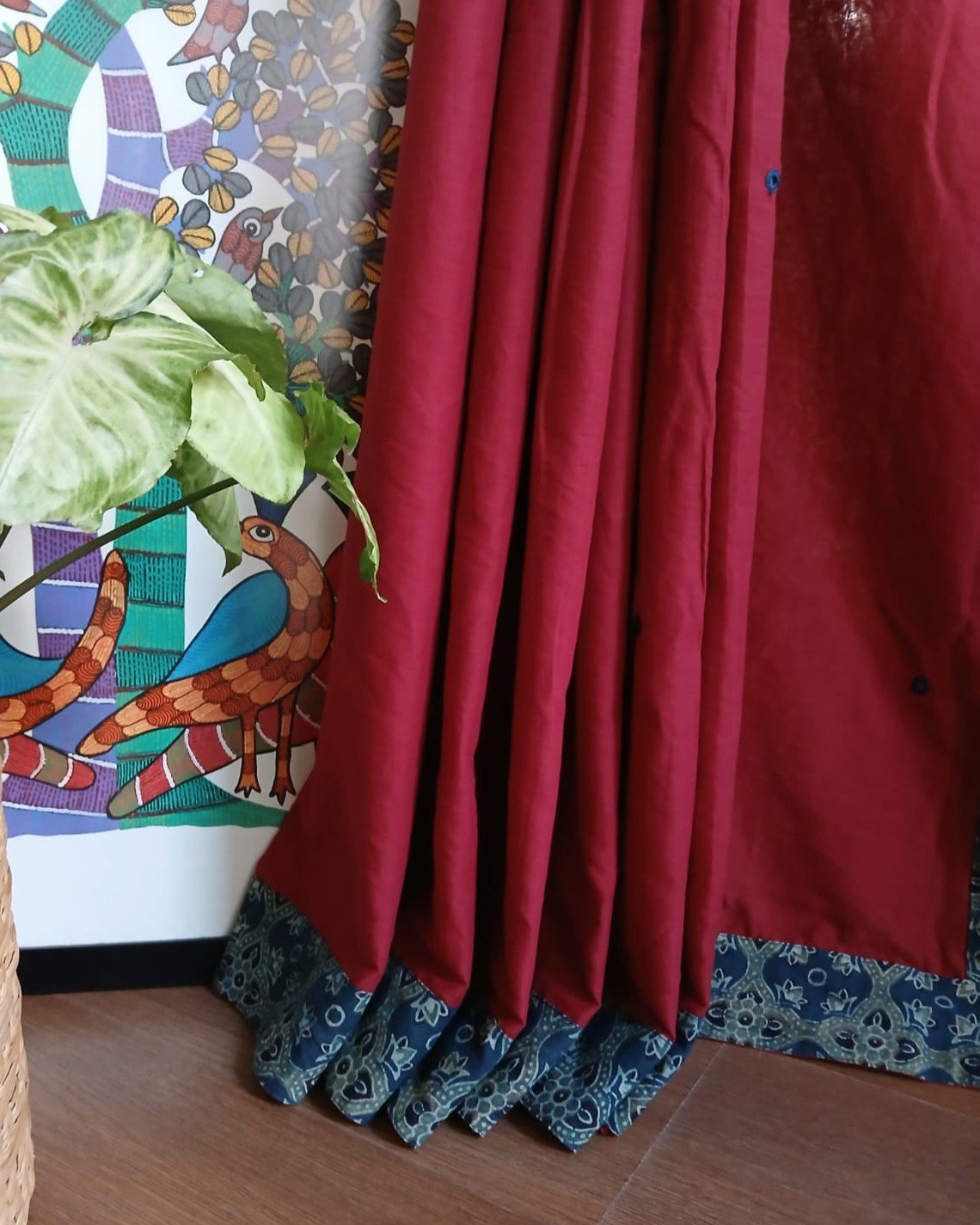 Ajrakh Applique Saree in Mul Cotton – (MCAS1043) - Image 4