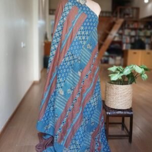 Ajrakh Applique Saree in Mul Cotton – (MCAS1042)