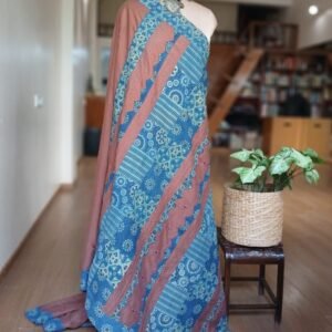 Ajrakh Applique Saree in Mul Cotton – (MCAS1040)