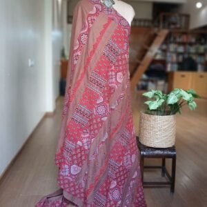 Ajrakh Applique Saree in Mul Cotton – (MCAS1038)