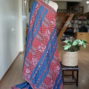 Ajrakh Applique Saree in Mul Cotton – (MCAS1037)