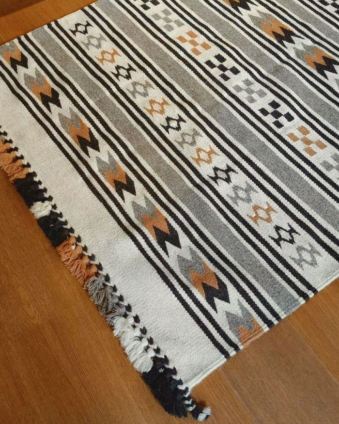 Kharad Dhurrie from Kutch with Geometric Motifs- (KDKM0001) - Image 2