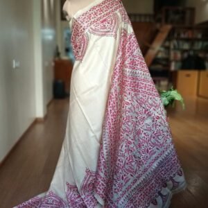 Tussar Silk Hand-Embroidered Kantha Saree from Santiniketan – (TSKS0004)