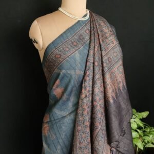 Ajrakh Desi Tussar Silk Saree – (ATSS0028)