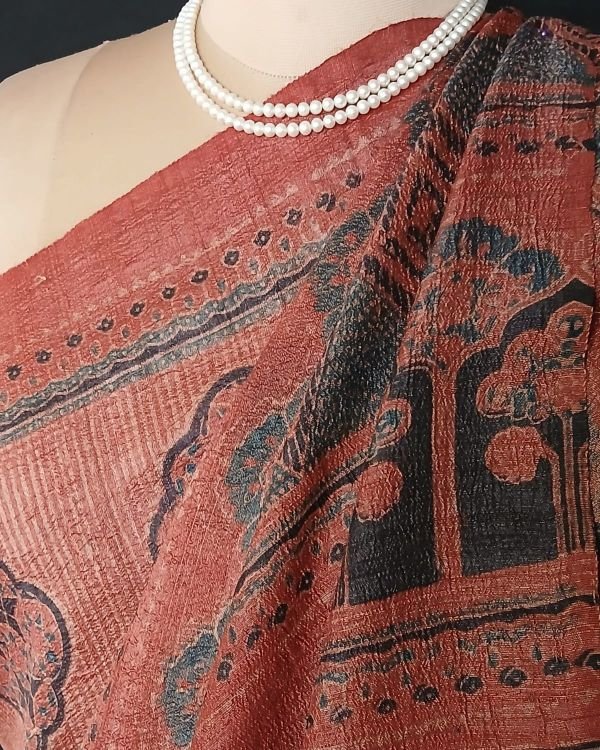 Ajrakh Desi Tussar Silk Saree – (ATSS0029) - Image 3