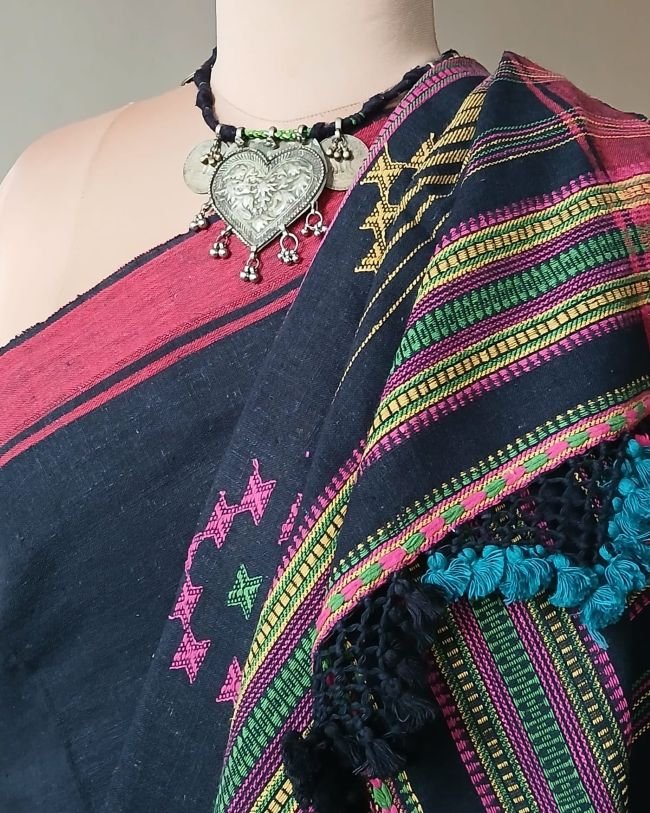 Bhujodi Saree handwoven in Kala Cotton – (BHUJ1030) - Image 6