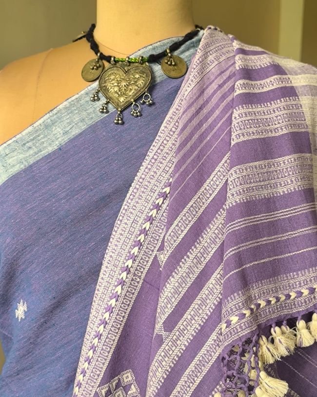 Bhujodi Saree handwoven in Kala Cotton – (BHUJ1035) - Image 5