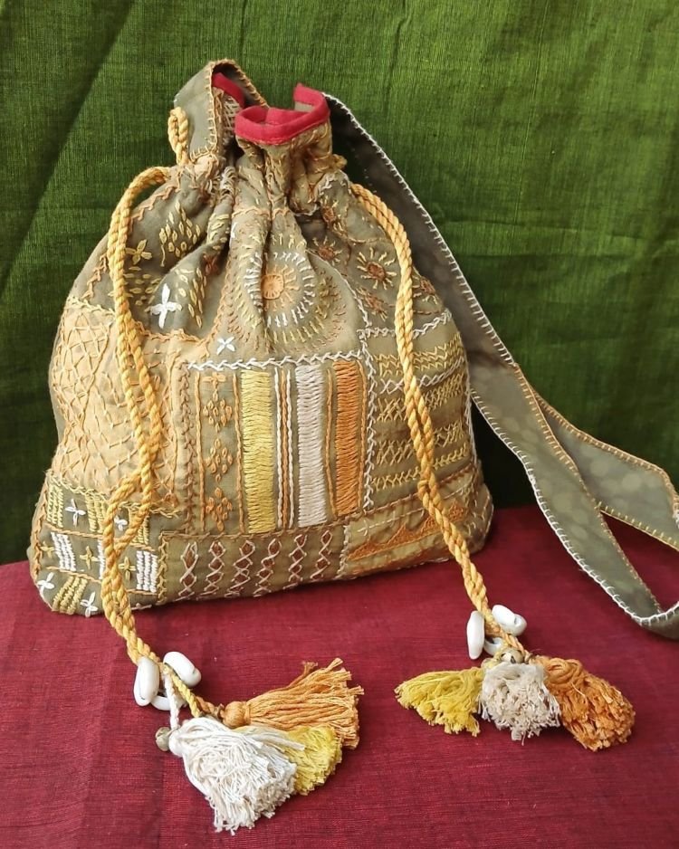 Patchwork Embroidered Drawstring Bag - (PEDB0011) - Image 2