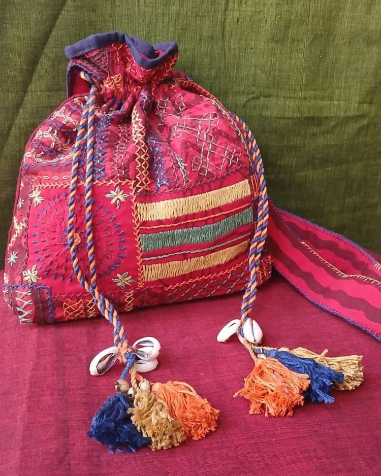 Patchwork Embroidered Drawstring Bag - (PEDB0012) - Image 2