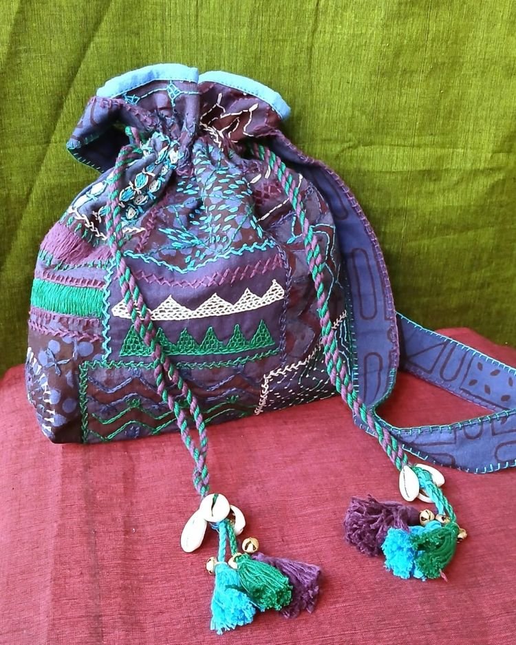 Patchwork Embroidered Drawstring Bag - (PEDB0017) - Image 2