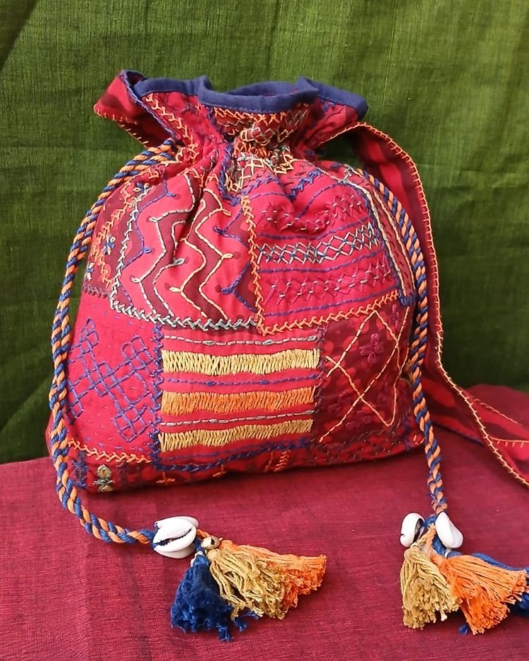 Patchwork Embroidered Drawstring Bag - (PEDB0002) - Image 2