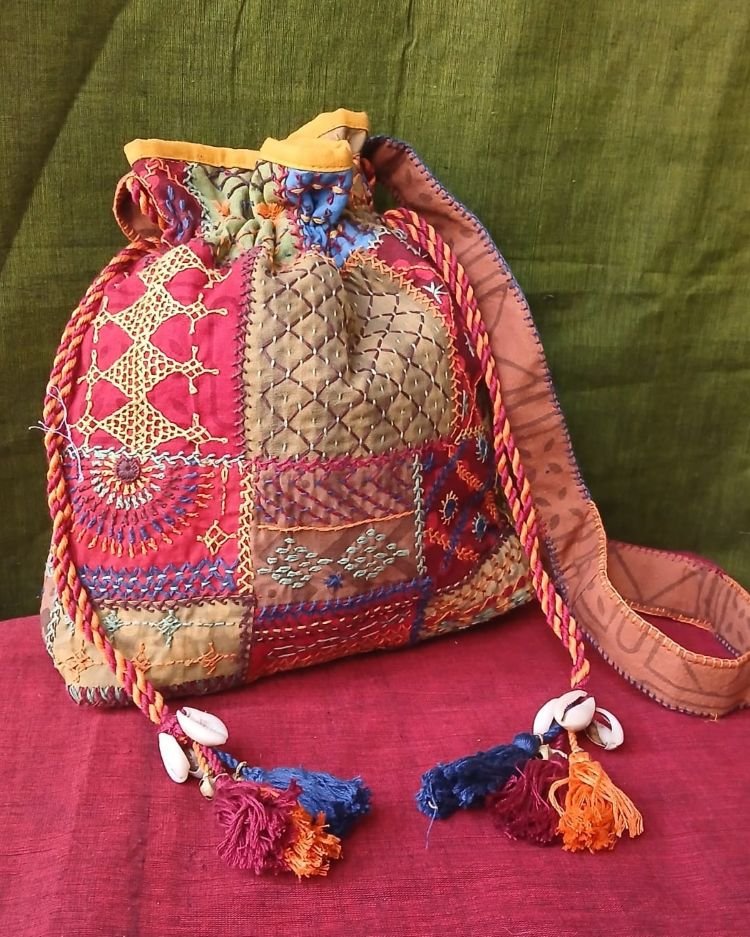 Patchwork Embroidered Drawstring Bag - (PEDB0009) - Image 2