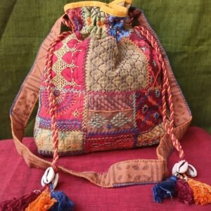 Patchwork Embroidered Drawstring Bag - (PEDB0009)