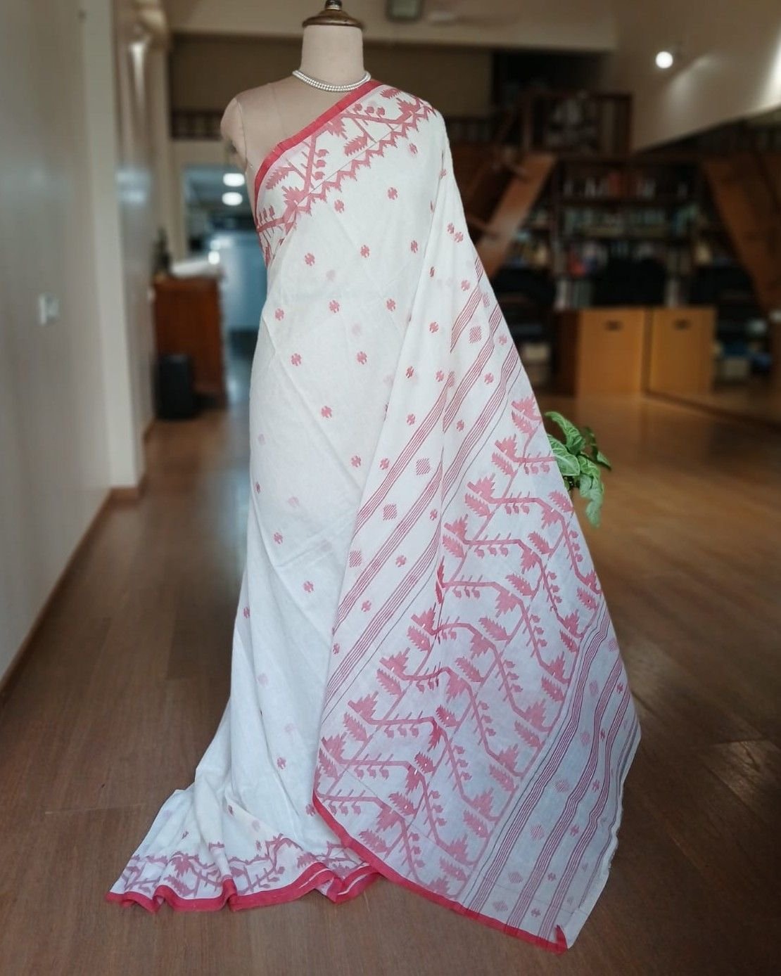 Soft Cotton Jamdani Handweave from Phulia – (JCHS1013) - Image 2