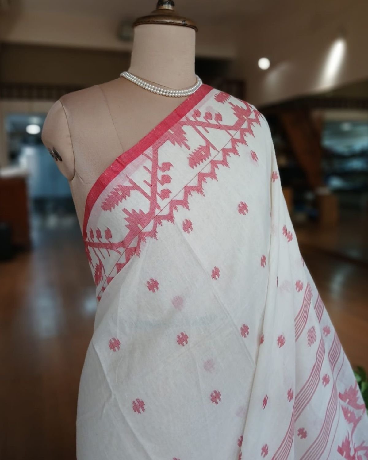 Soft Cotton Jamdani Handweave from Phulia – (JCHS1013) - Image 3