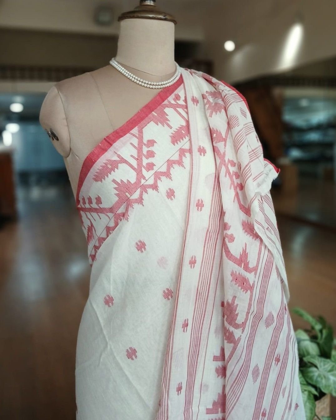 Soft Cotton Jamdani Handweave from Phulia – (JCHS1013) - Image 4