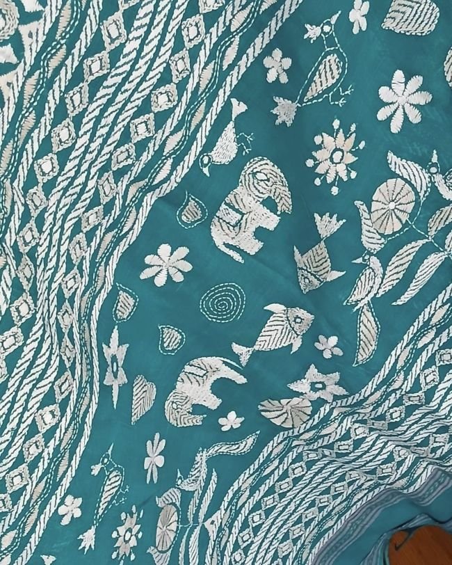 Kantha Hand Embroidery on Begumpuri Cotton – (KNCS1072) - Image 5