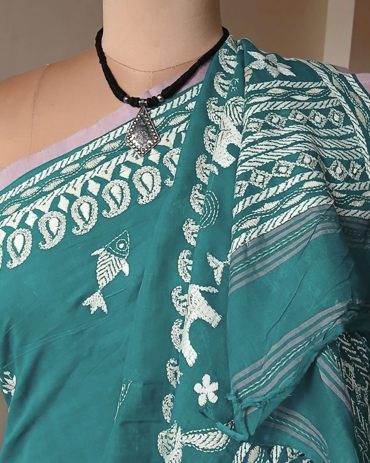 Kantha Hand Embroidery on Begumpuri Cotton – (KNCS1072) - Image 7