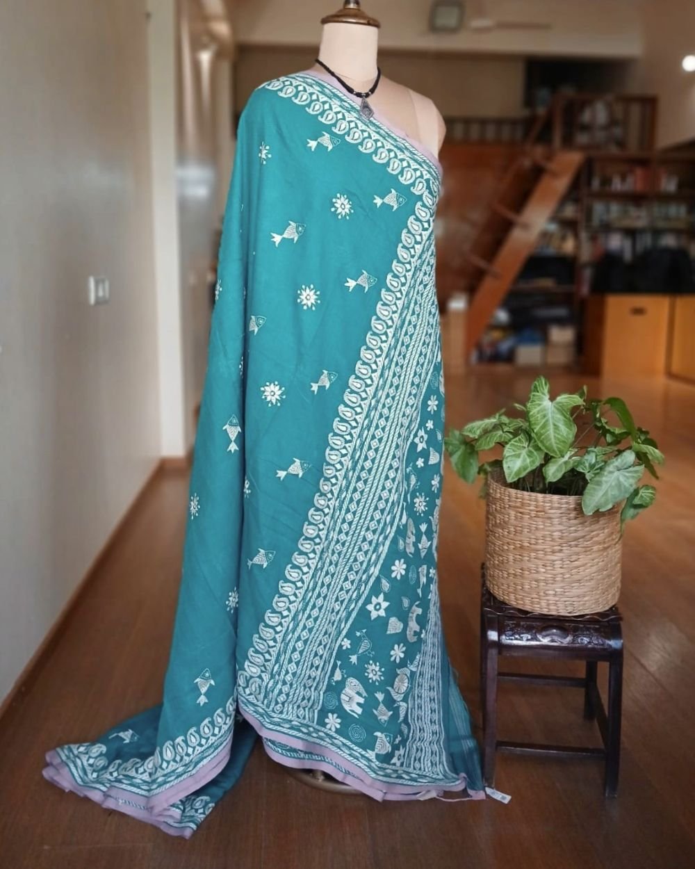 Kantha Hand Embroidery on Begumpuri Cotton – (KNCS1072) - Image 8