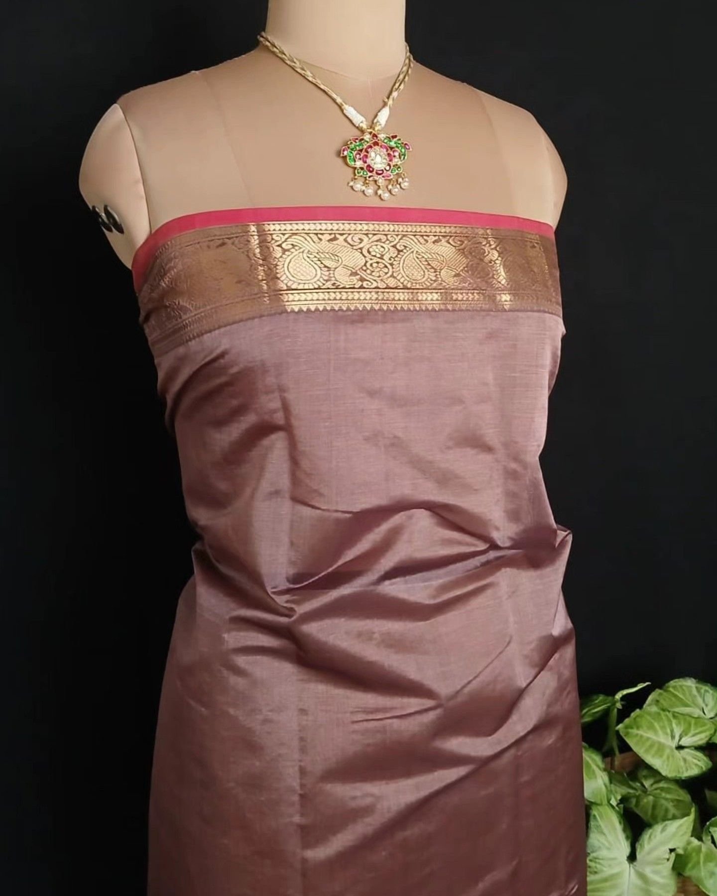 Silk-Cotton Kanchi Handweave with Zari - (SCHZ0020) - Image 10